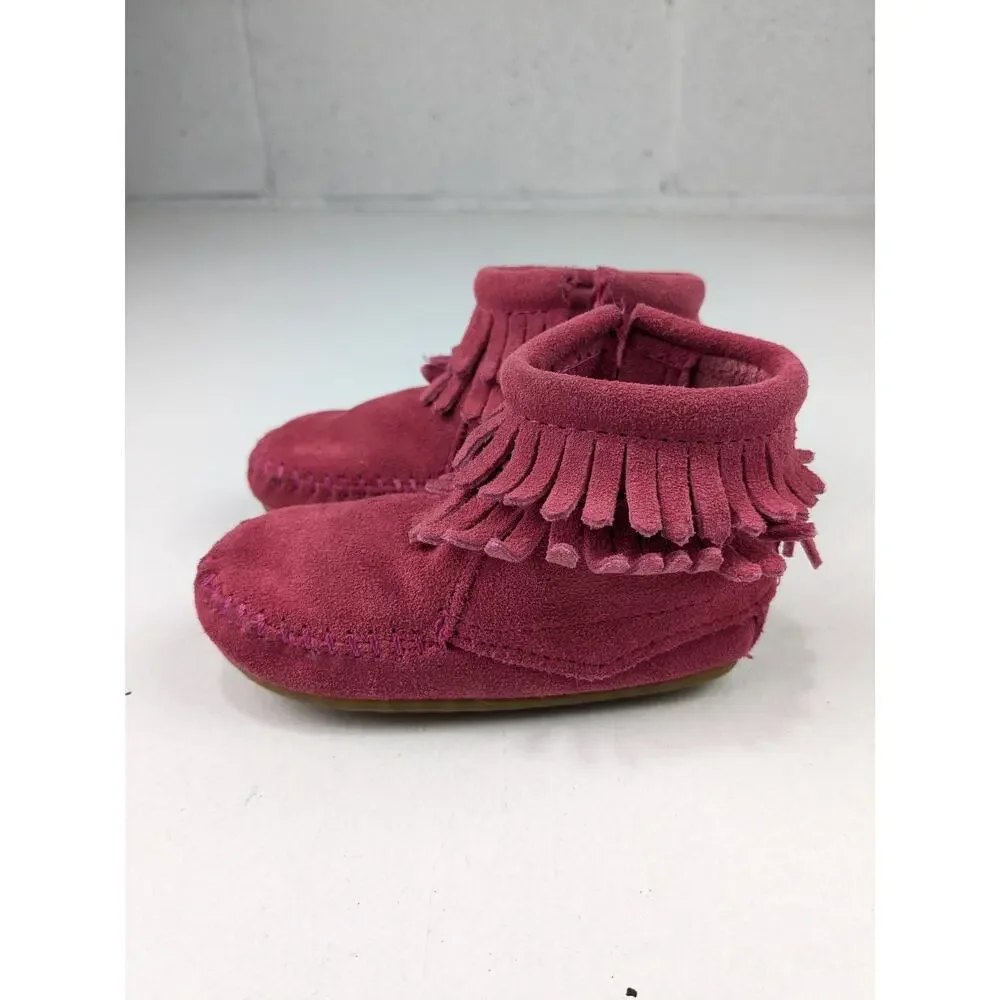 Minnetonka Toddler 5 Pink Leather Fringe Ankle Boots